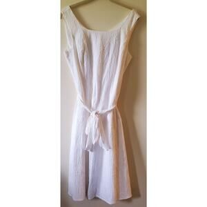 Cleo Womens White Sleeveless Emroidered Dress Size 10 Cottage Coquette Wedding